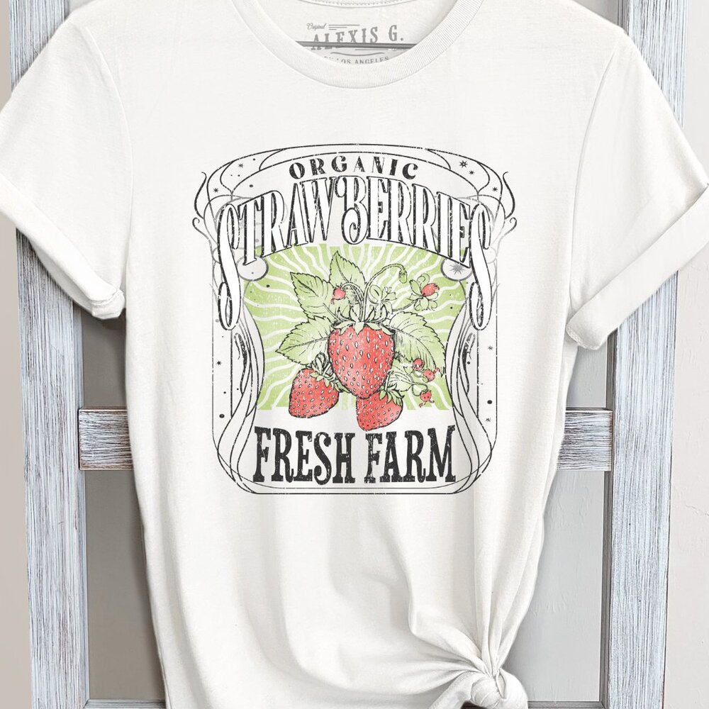 Strawberry Shirt, Strawberry Print Shirt, Retro Strawberry Shirt